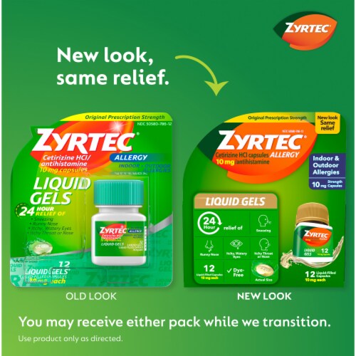 Zyrtec 24 Hour Allergy Relief Antihistamine Capsules Perspective: back