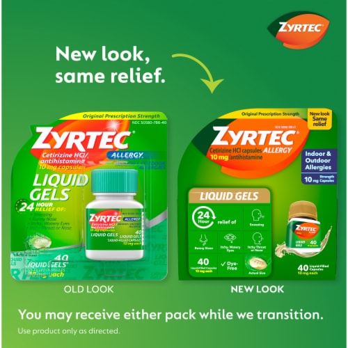 Zyrtec 24 Hour Allergy Relief Liquid Gels Cetirizine HCl Perspective: back
