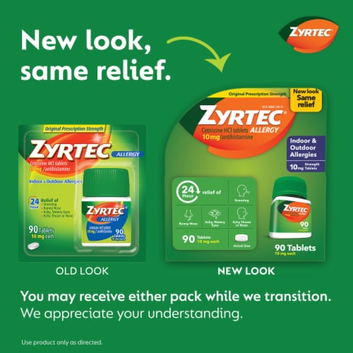 Zyrtec 24 Hour Allergy Relief Tablets Cetirizine HCl Perspective: back