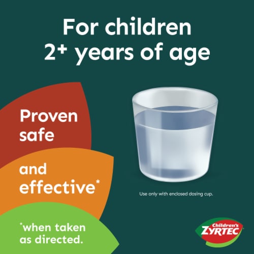 Children's Zyrtec Dye-Free Sugar-Free Grape Allergy Syrup Perspective: back