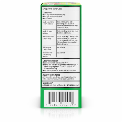 Zyrtec 24 Hr Children's Allergy Relief Syrup, Grape Flavor, 4 fl. oz Perspective: back