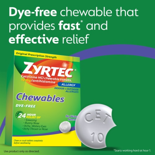 Zyrtec Allergy Dye-Free Chewables Perspective: back