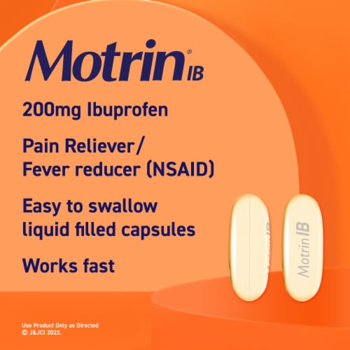 Motrin IB Liquid Gels, IBuprofen 200Mg, Pain & Fever Relief Perspective: back