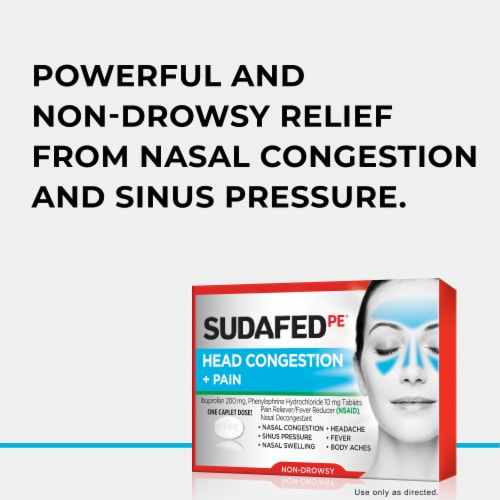 Sudafed PE Head Congestion + Pain Relief Caplets Perspective: back