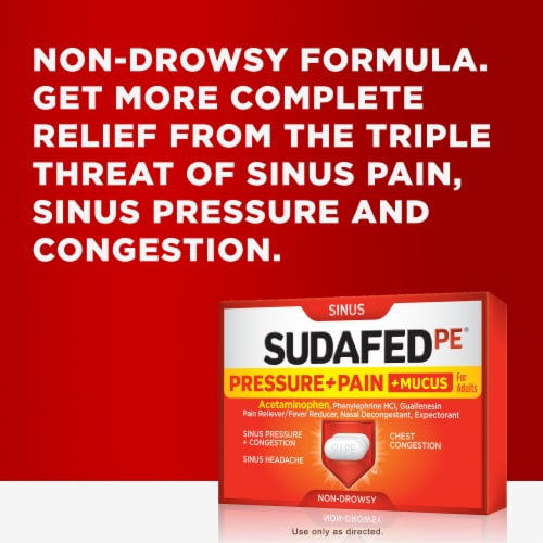 Sudafed PE Sinus Pressure + Pain + Mucus And Congestion Relief Perspective: back