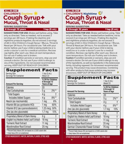 Zarbee's® All in One Children's Cough Syrup Perspective: back