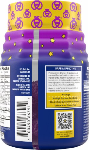 Zarbee's® Children's Sleep+ Immune Mixed Berry Gummies Perspective: back