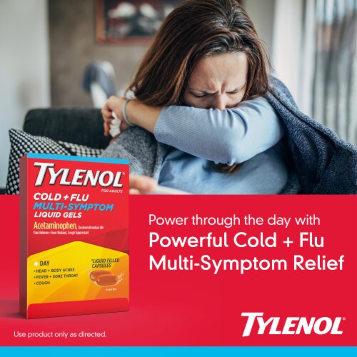 Tylenol Daytime Cold & Flu Multi-Symptom Relief Liquid Gels Perspective: back