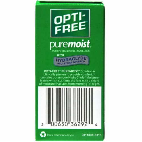 Opti-Free Puremoist Multi-Purpose Disinfecting Travel Size Solution Perspective: back
