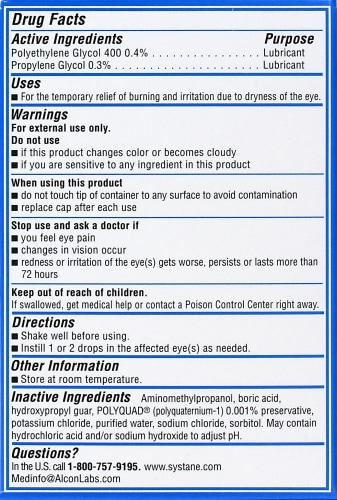 Systane Ultra High Performance Lubricant Eye Drops 2 Count Perspective: back
