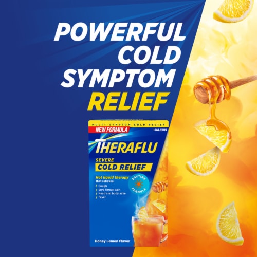 Theraflu Daytime Severe Cold Relief Powder, Honey Lemon​ Flavor Perspective: back