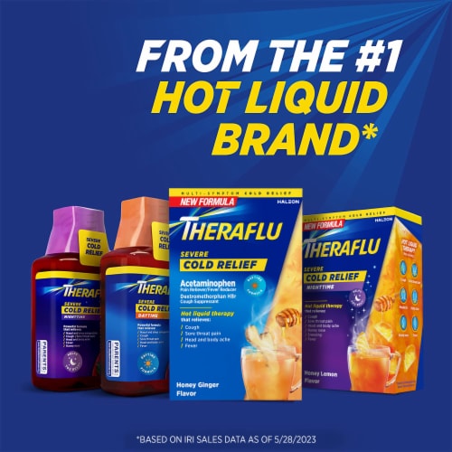Theraflu Daytime Severe Cold Relief Powder, Honey Ginger Flavor Perspective: back