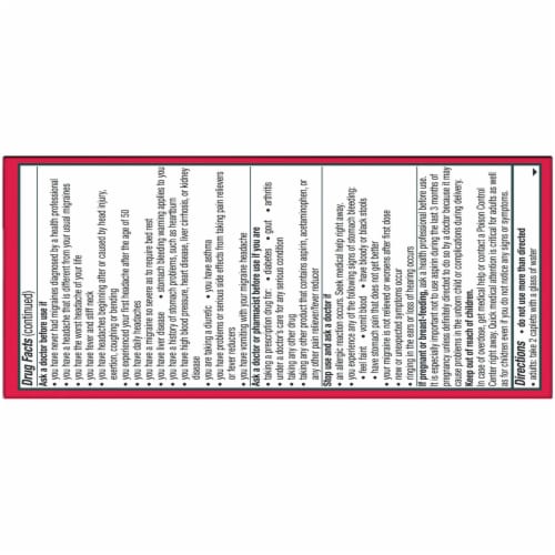 Excedrin Migraine Pain Reliever Aid Caplets Perspective: back