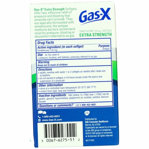 Gas-X Extra Strength Gas Relief Softgels, 50 Ct Perspective: back