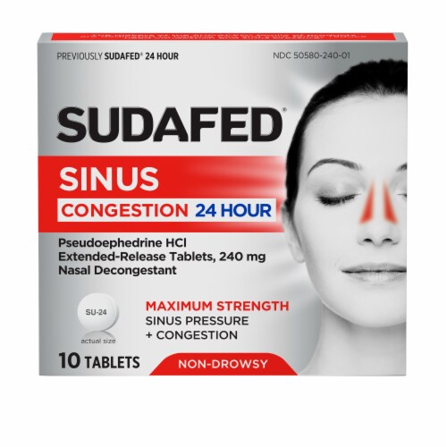 Sudafed Sinus Congestion 24 Hour, Maximum Strength Decongestant Perspective: back