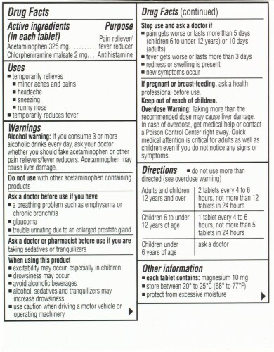 Coricidin HBP Cold & Flu Perspective: back
