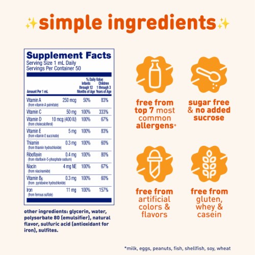 Enfamil Poly-Vi-Sol Multi-Vitamins & Iron Supplement for Infants & Toddlers Dropper Bottle Perspective: back