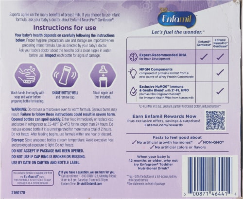 Enfamil NeuroPro™ Gentlease® Infant Formula Ready to Feed Bottles Perspective: back