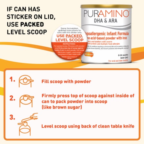 PurAmino Hypoallergenic Infant Drink for Severe Food Allergies Baby Formula Perspective: back