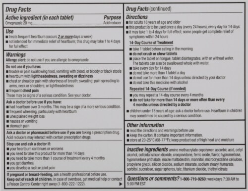 GoodSense Omeprazole Acid Reducer Tablets Perspective: back