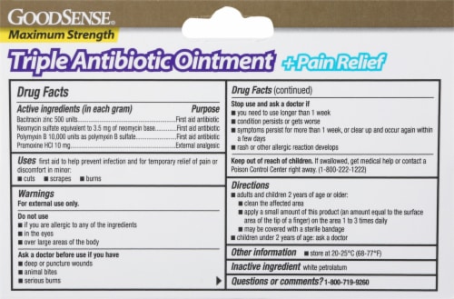 GoodSense Maximum Strength Triple Antibiotic Ointment Perspective: back