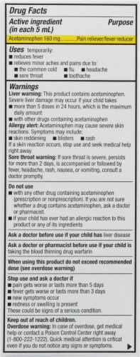 GoodSense® Children's Pain Reliever/Fever Reducer Acetaminophen Oral Suspension Perspective: back