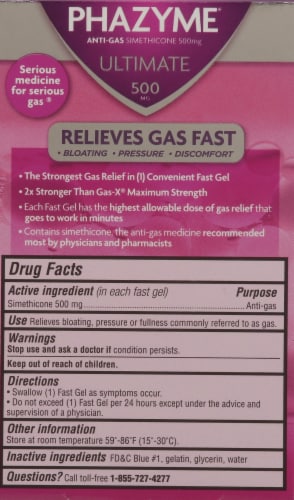 Phazyme Ultimate Anti-Gas Fast Gel Capsules 500mg Perspective: back