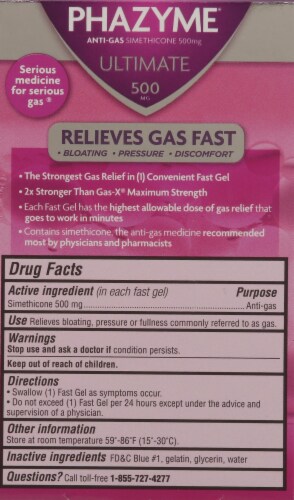 Phazyme Ultimate Anti-Gas Fast Gel Capsules 500mg Perspective: back