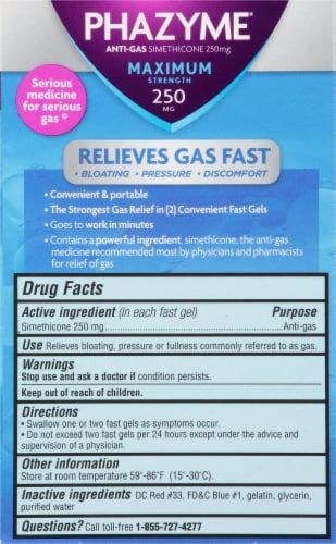 Phazyme® Maximum Strength Anti-Gas Fast Gels 250mg Perspective: back