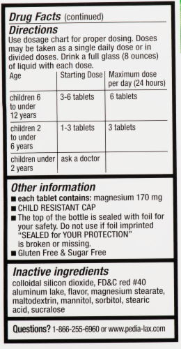 Pedia-Lax Saline Laxative Chewable Tablets Perspective: back