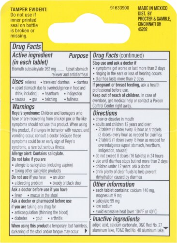 Pepto-Bismol To-Go Upset Stomach Reliever Cherry Chewables Perspective: back