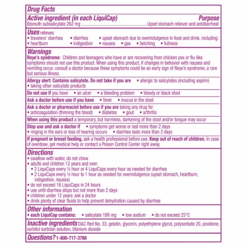 Pepto Bismol LiquiCaps Perspective: back