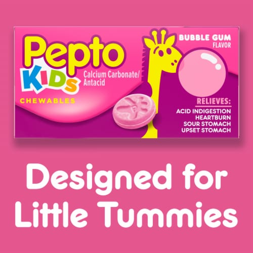 Pepto Kids Bubblegum Flavor Chewable Tablets Perspective: back