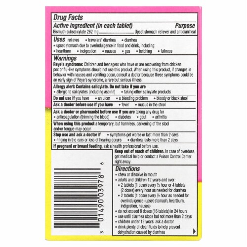 Pepto Bismol Cherry Chewables Tablets, Fast Stomach Relief, 30 ct Perspective: back