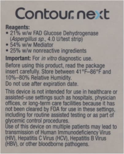 Contour Next Blood Glucose Test Strips Perspective: back
