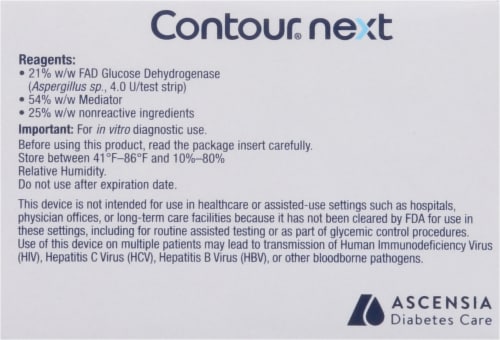 Contour Next Blood Glucose Test Strips Perspective: back