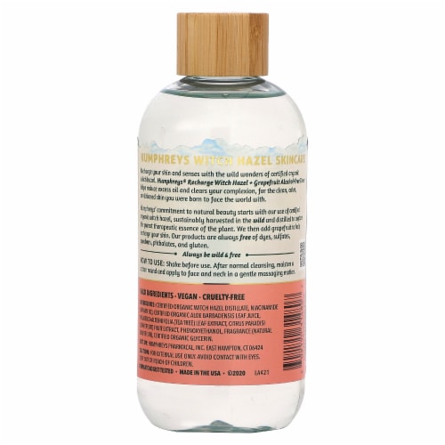 Humphreys Witch Hazel Alcohol-Free Toner, Recharge with Grapefruit, 8 fl oz Perspective: back