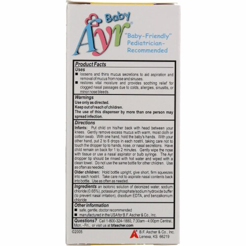 Baby Ayr® Saline Nose Spray/Drops Perspective: back