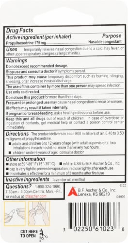 Benzedrex® Nasal Decongestant Inhaler Perspective: back