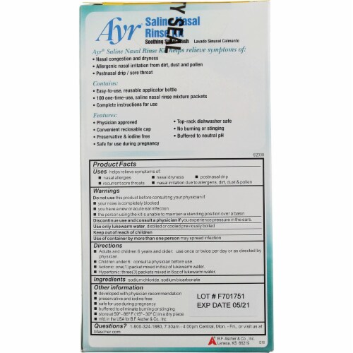 Ayr Nasal Rinse Kit 9.8 oz Perspective: back
