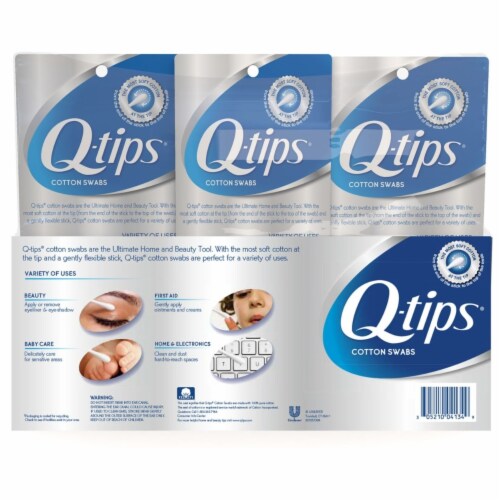 Q-tips Cotton Swabs (625 Count, 2 Pack; 500 Count, 1 Pack) Perspective: back