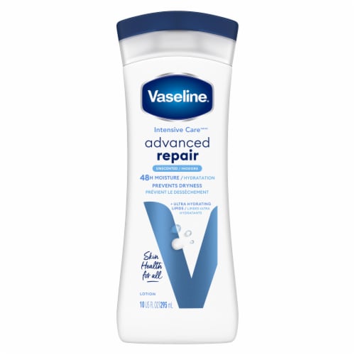 Vaseline Intensive Care Body Lotion Advanced Repair Unscented for Dry Skin Perspective: back
