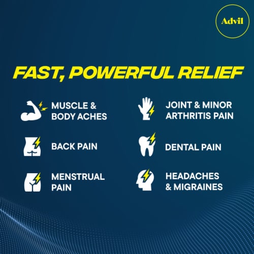 Advil Dual Action Pain Relief w/ Acetaminophen Ibuprofen Acetaminophen Caplets Perspective: back