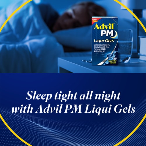 Advil PM Liqui-Gels Pain Reliever and Nighttime Sleep Aid Ibuprofen Perspective: back