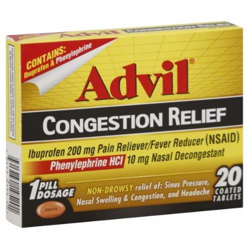 Advil 200mg Congestion Relief Caplets Perspective: back