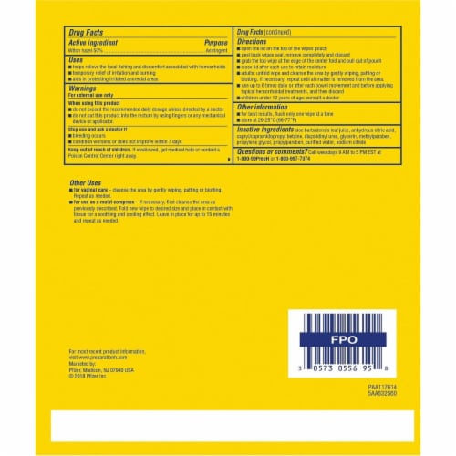 Preparation H Medicated Wipes Pouch, Maximum Strength+Witch Hazel/Aloe (180 ct.) Perspective: back