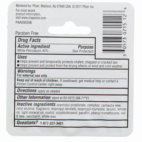 Chapstick Classic Lip Balm, Classic Strawberry, 0.15 oz Perspective: back