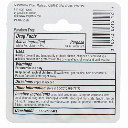 Chapstick Classic Lip Balm, Classic Strawberry, 0.15 oz Perspective: back