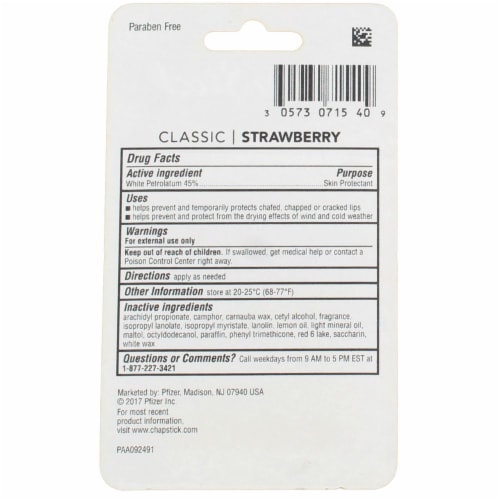 Chapstick® Classic Strawberry Skin Protectant Perspective: back