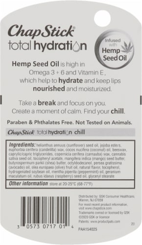 ChapStick Total Hydration Hemp Seed Oil Infused Lip Balm Perspective: back